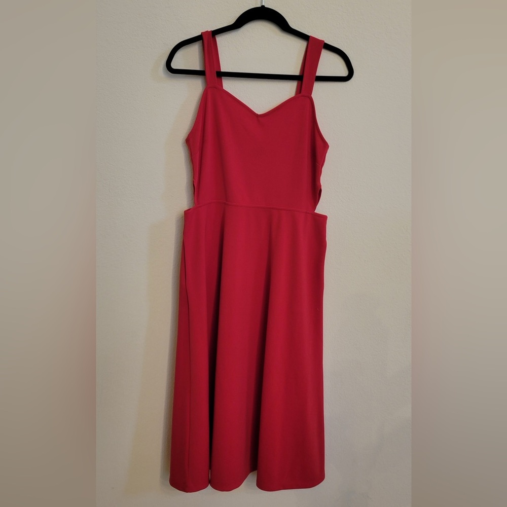 Free Press Flirty Little Red Dress Stretchy Sundress With Pockets Size L